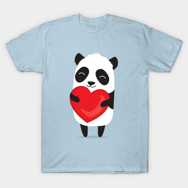 Cute cartoon panda holding heart. T-Shirt by hyperactive